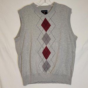 Saddlebred Gray Argyle Sleeveless Sweater Vest - Men's Medium (M)